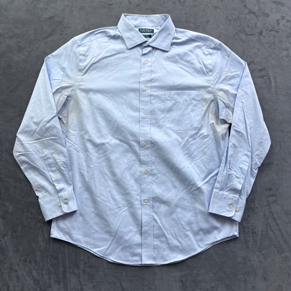 Lauren Ralph Lauren Mens Regular Fit Stretch Dress Shirt Blue 16.5 34/35 L